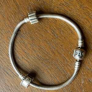 Pandora Silver Bracelet with Lock Clip Charms